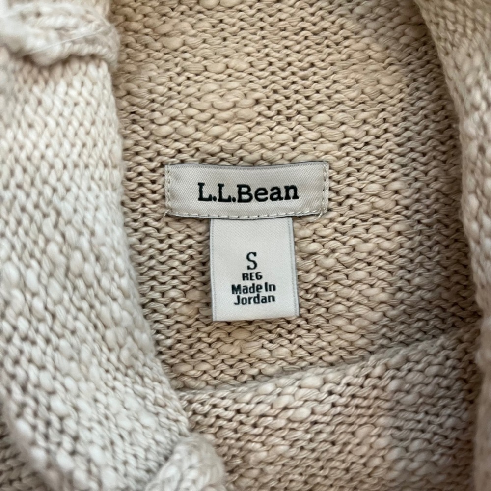 LL Bean Womens Cream Cotton Knit Rollneck Turtleneck Sweater Raglan Sleeve Small - Picture 5 of 6